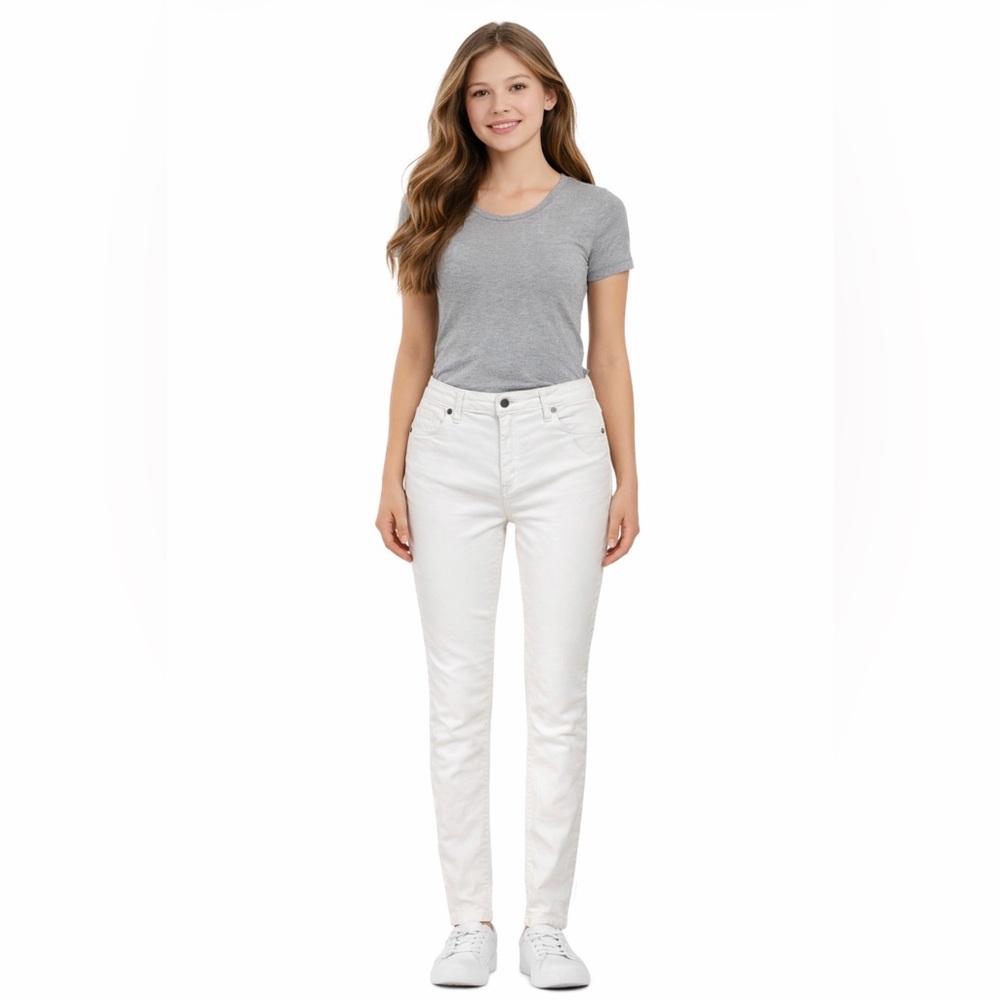 OXXO Slimboy White Jeans Size 16Y DXF 98% Cotton 3 1/2" Zipper
